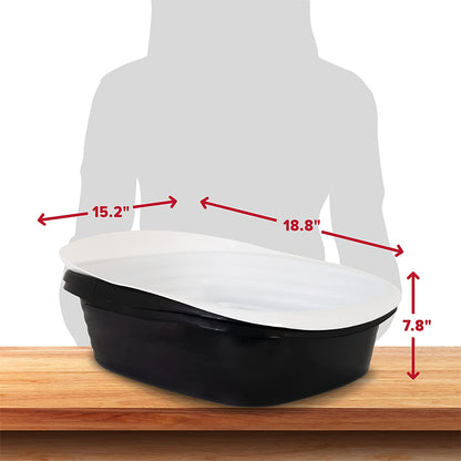 Large Sifting Litter Box Scoop Free Cat Litter Tray with Microban, Made in USA