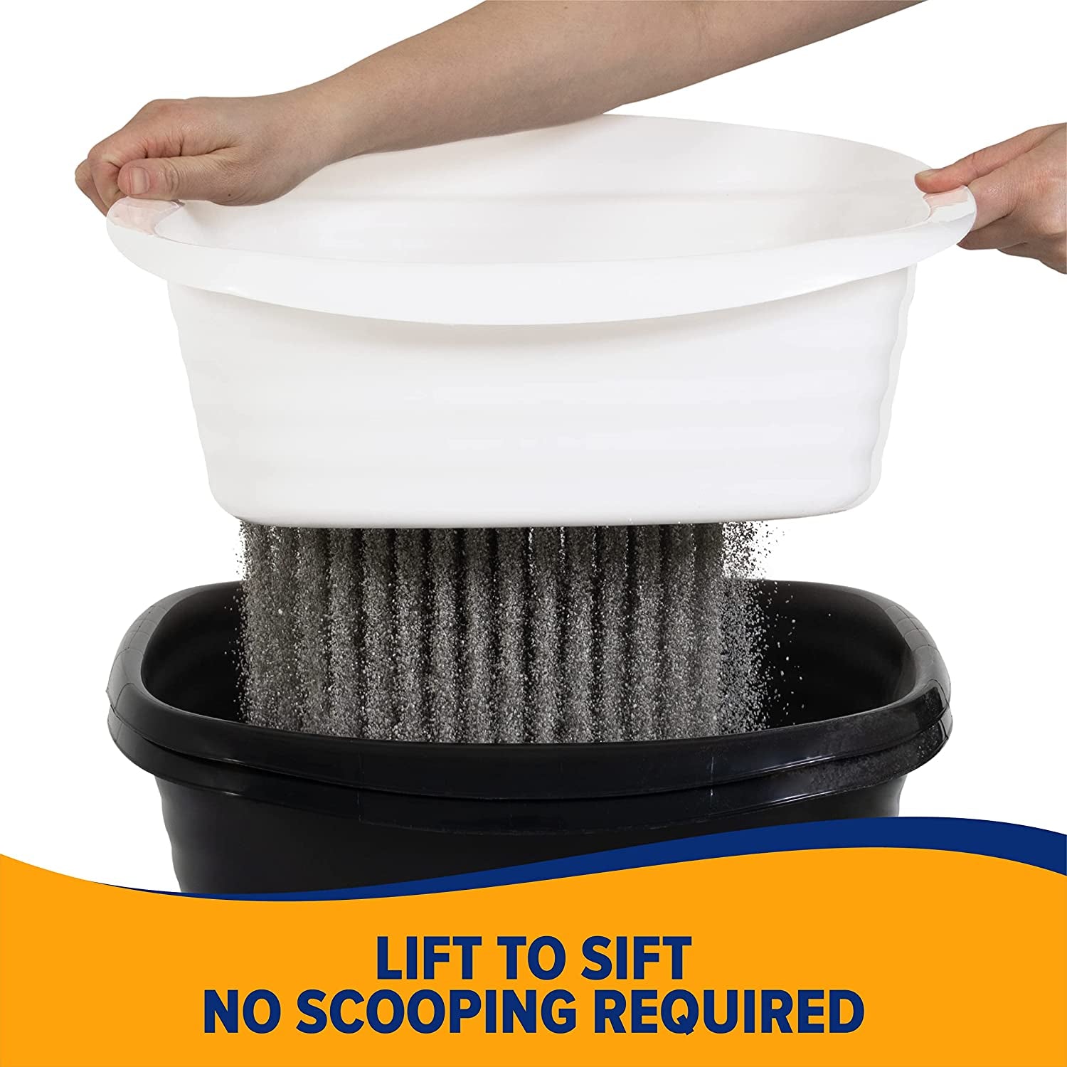 Large Sifting Litter Box Scoop Free Cat Litter Tray with Microban, Made in USA